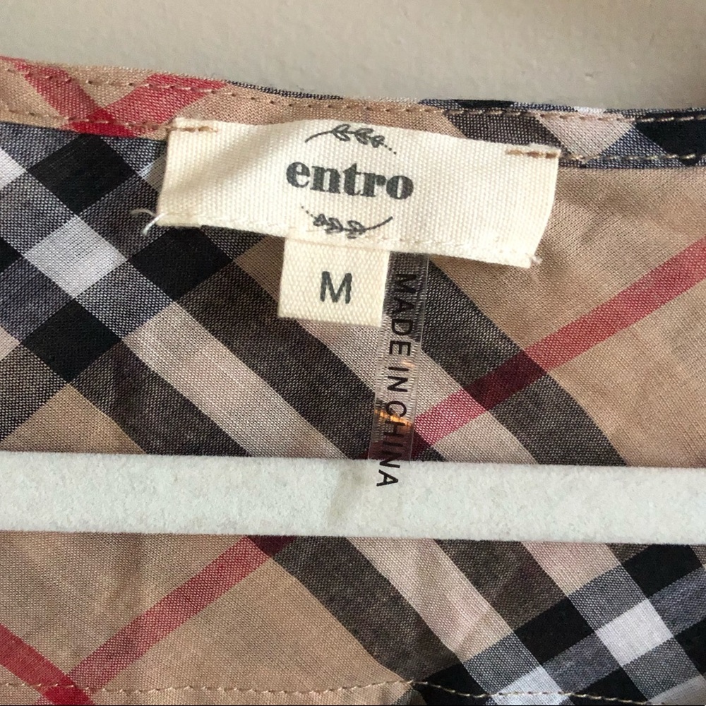 Entro Plaid Button Down Top New Boutique Item - Picture 3 of 7